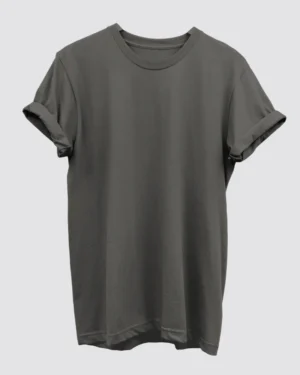 Charcoal Melange Plain T-Shirt for Men