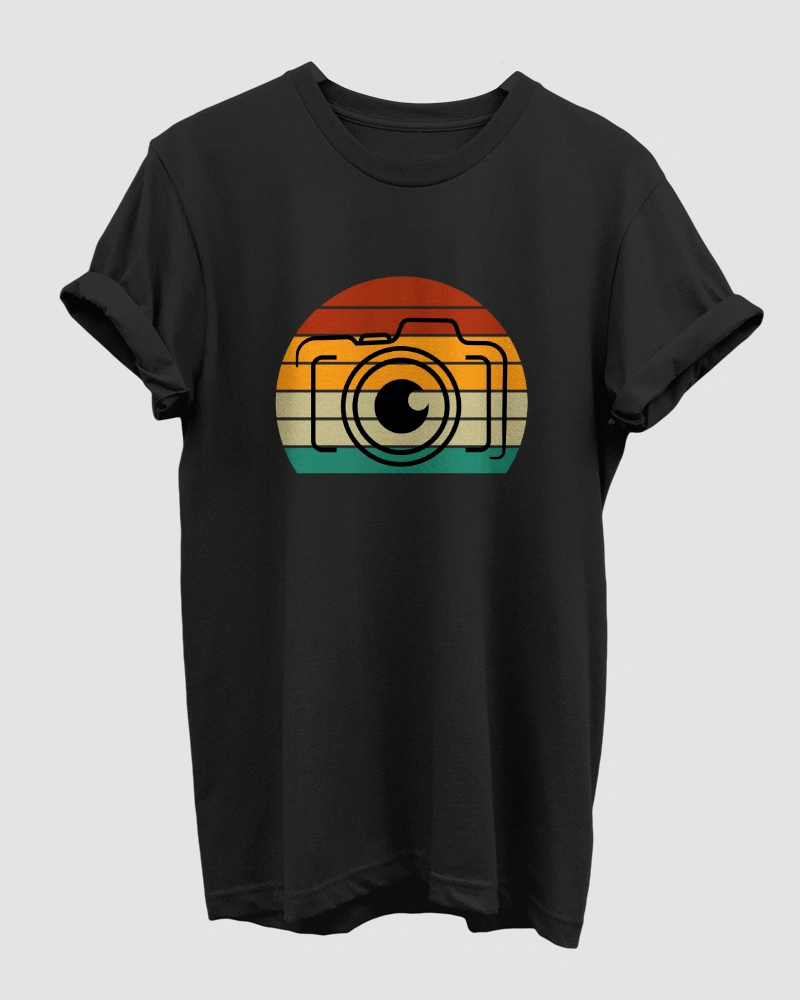 Retro Camera Black T-Shirt for Men Retro Camera Black T-Shirt for Men