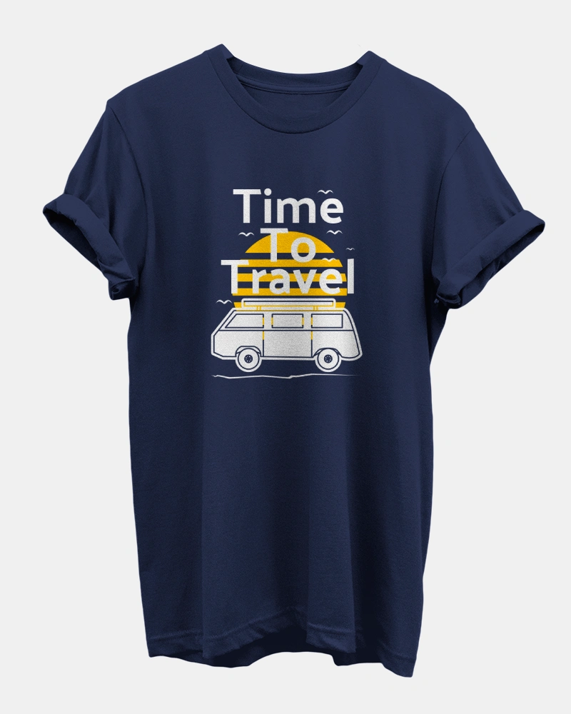 Time To Travel Navy Blue T-Shirt for Men Time To Travel Navy Blue T-Shirt for Men